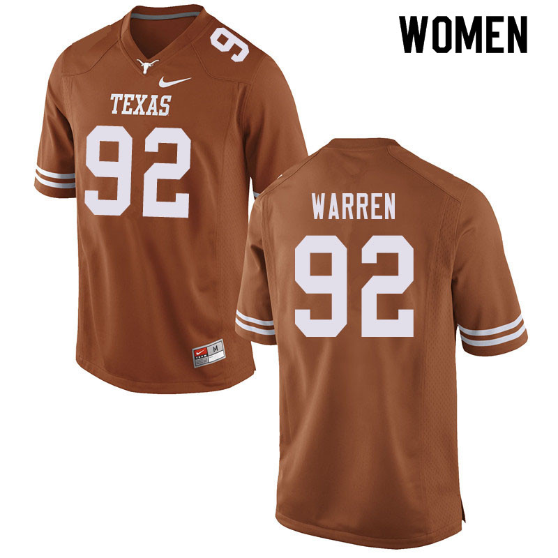 Women #92 Myron Warren Texas Longhorns College Football Jerseys Sale-Orange